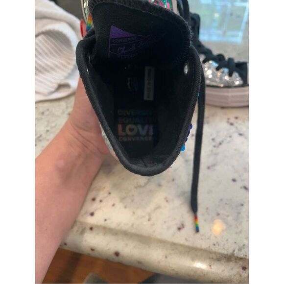 Converse Chuck 70 Pride Rainbow Sequin High Too Sneaker sz 6.5 - Picture 10 of 11